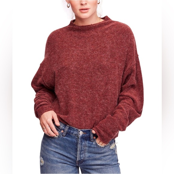 Free People Break Away Sweater Mock Neck Pullover Wool Blend Womens Size Medium - Picture 3 of 4
